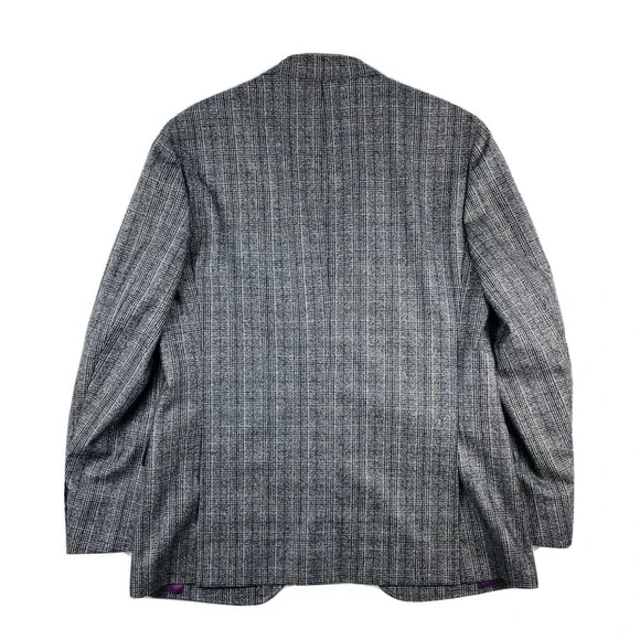 Bartorelli Napoli Gray Purple Checked Wool Mens Blazer Size 42R NWT Suits Blazers